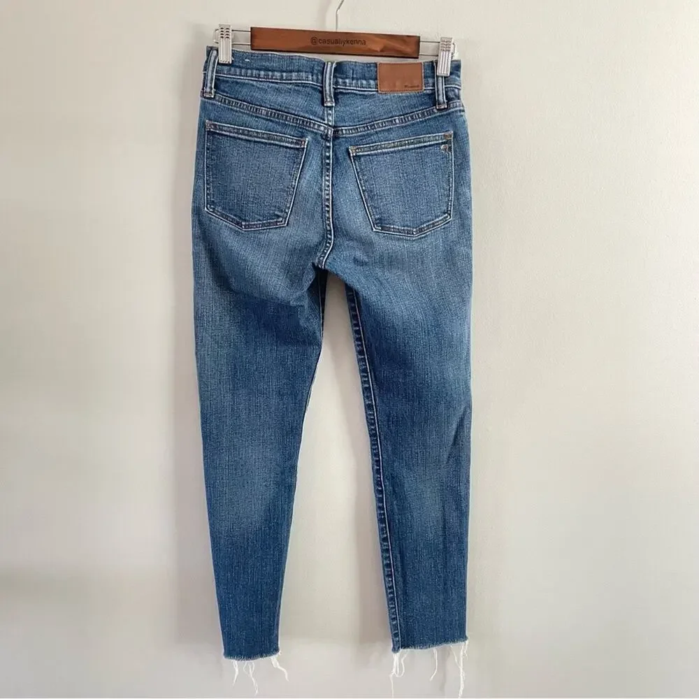 Madewell Womens 9" High-Rise Skinny Crop Jean Bruce Wash Medium Denim Distressed - Picture 4 of 11